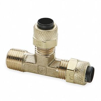 PARKER Run Tee Brass CompxM 1/4In PK10, 1VPG5