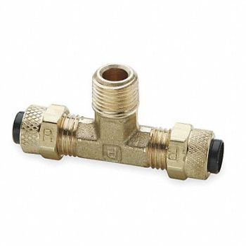 PARKER Branch Tee Brass CompxM 1/2Inx3/8In PK10, 1VPH4