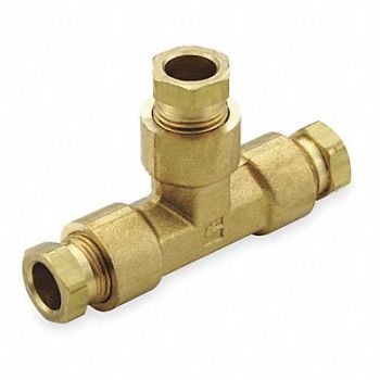 PARKER Union Tee Brass Comp 3/8In PK5, 1VPJ7