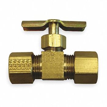 GRAINGER APPROVED Needle Valve Straight Brass 1/4 In., 6MM66