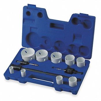 WESTWARD Hole Saw Kit Bimetal 3/4 To 2.5 In 12 Pc, 1VXK3