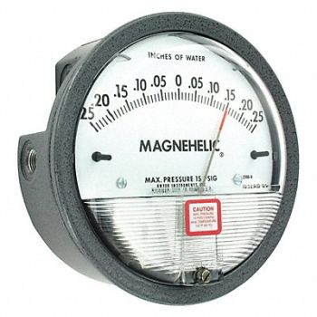 DWYER Pressure Gauge 0.25In to 0 to 0.25In H2O, 1W471