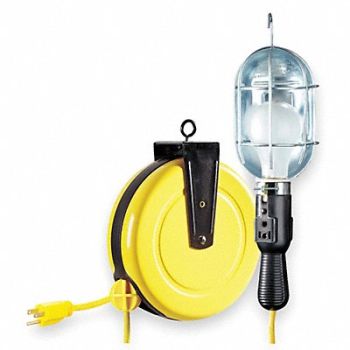 LUMAPRO Cord Reel w/Lamp Incan 25ft 16AWG 120VAC, 1W943