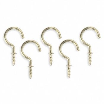 GRAINGER APPROVED Single Point Hook Brass 7/8 L PK20, 1WBJ3