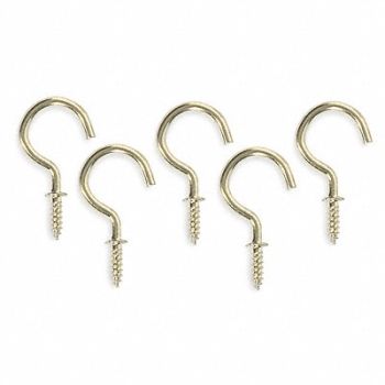 GRAINGER APPROVED Single Point Hook Brass Length 1 In PK20, 1WBJ6