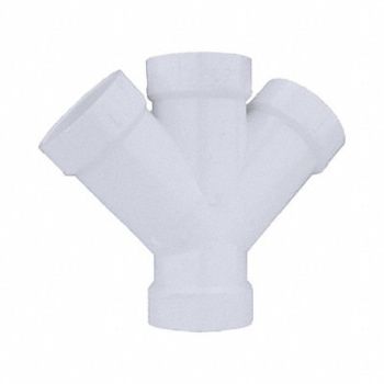 GRAINGER APPROVED Double Wye PVC Schedule 40 2 in White, 1WJW3