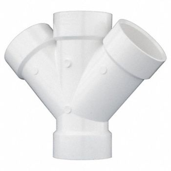 GRAINGER APPROVED Double Wye PVC Schedule 40 3 in White, 1WJW5