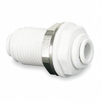JOHN GUEST Bulkhead Union 1/4 In Tube OD White PK10, 1WTH8