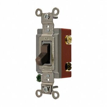 HUBBELL Wall Switch 3-Way 120/277V 20A Brn Toggl, 1X973