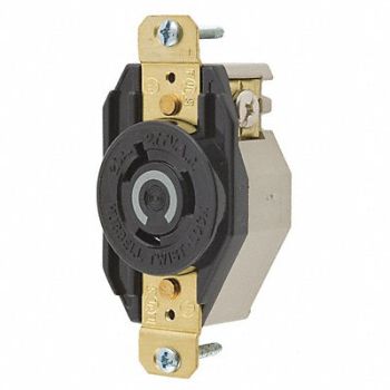HUBBELL Locking Receptacle Industrial 20 Black, 1X978