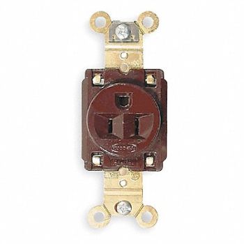 HUBBELL Receptacle Single 15A 5-15R 125V Brown, 1X987