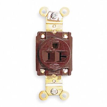 HUBBELL Receptacle Single 20A 5-20R 125V Brown, 1X988