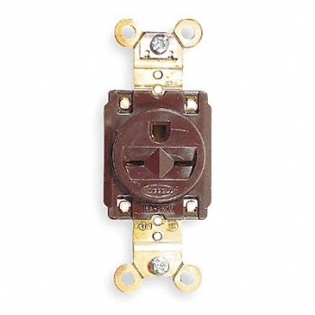 HUBBELL Receptacle Single 15A 6-15R 250V Brown, 1X993
