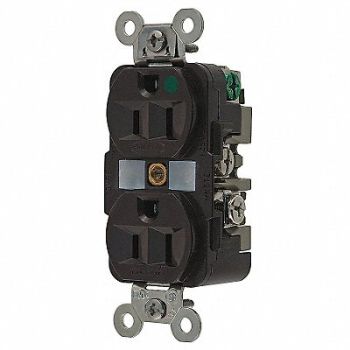 HUBBELL Receptacle Duplex 15A 5-15R 125V Brown, 1XC01