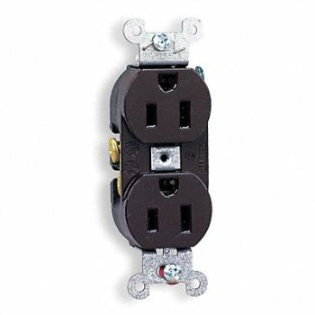 HUBBELL Receptacle Duplex 15A 5-15R 125V Brown, 1XC03