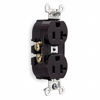 HUBBELL Receptacle Duplex 20A 5-20R 125V Brown, 1XC04