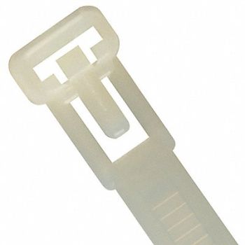 POWER FIRST Cable Tie Releasable 8 in Natural PK500, 36J198