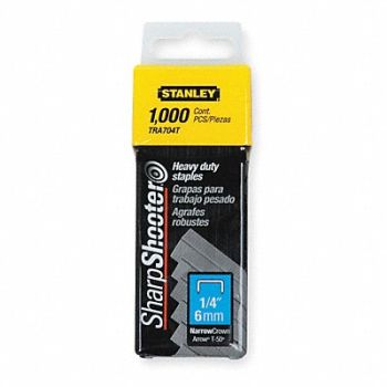 STANLEY Narrow Staples 27/64x1/4 In PK1000, 1XHT4