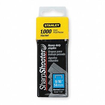STANLEY Narrow Staples 7/16x9/16 PK1000, 1XHT8