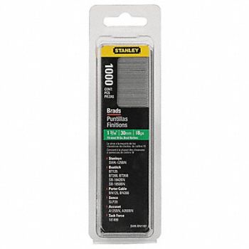 STANLEY Brad Nails I 1/4 In Natural PK1000, 1XHU7