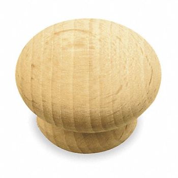 GRAINGER APPROVED Cabinet Knob Round Beech Wood PK5, 1XNR3