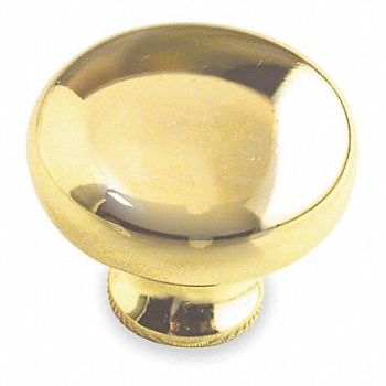 GRAINGER APPROVED Cabinet Knob Round Brass PK5, 1XNR5