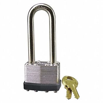 GRAINGER APPROVED Keyed Padlock 27/32 in Rectangle Silver, 1XRU6