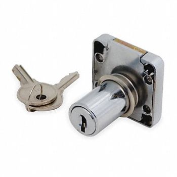 GRAINGER APPROVED Cabinet Drawer Dead Bolt Locks Silvr Sq, 1XRX9