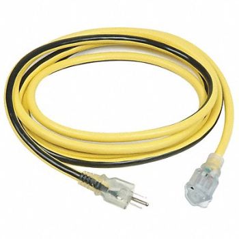 POWER FIRST Ltd Ext Crd 25ft 12Ga 15A SJTW Yel/Blk, 1XUP6