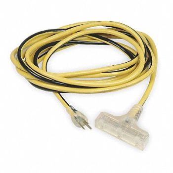 POWER FIRST Ltd Ext Crd 100ft 12Ga 15A SJTW Yel/Blk, 1XUR4