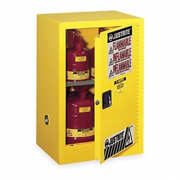 JUSTRITE E4584 Flammable Safety Cabinet 12 gal Yellow, 1YNF6