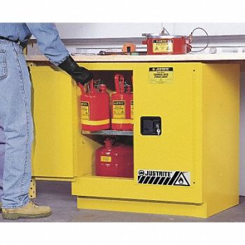 JUSTRITE Flammable Safety Cabinet 22 gal Yellow, 1YNF9