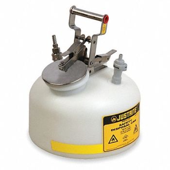 JUSTRITE HPLC Waste Can 2 gal PTFE and EDPM, 1YNK2