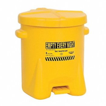 EAGLE Oily Waste Can 6 gal Poly Yellow, 1YNN1