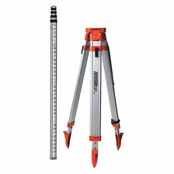 JOHNSON Universal Tripod/Grade Rod Kit Aluminum, 1YRR6