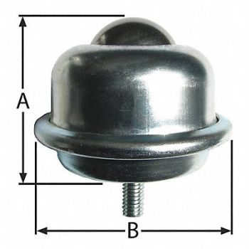 ASHLAND CONVEYOR Ball Transfer Threaded Pipe 1-1/2 Ball D, 2WHD7
