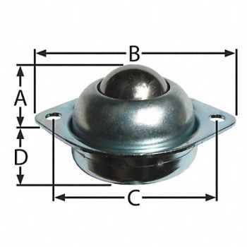 ASHLAND CONVEYOR Ball Transfer Countersunk 1 Ball Dia., 1YXB6