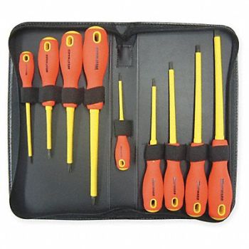 WESTWARD Ins. Screwdriver Set Slot/Phillips 9 Pc, 1YXN6