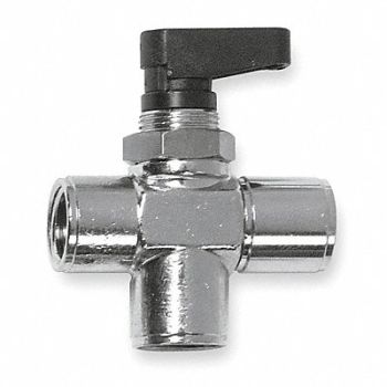 AIGNEP USA Brass Mini Ball Valve 3-Way FNPT 1/8 in, 1ZPK7