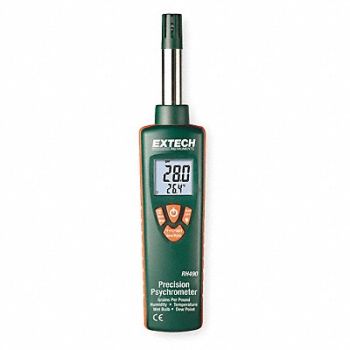 EXTECH Temp/Humdty Mtr 0 to 100 per Rel Hum Rng, 1ZPV3