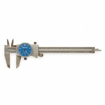 MITUTOYO Dial Caliper 6 In 0.100/Rev Blue Face, 1ZRR7