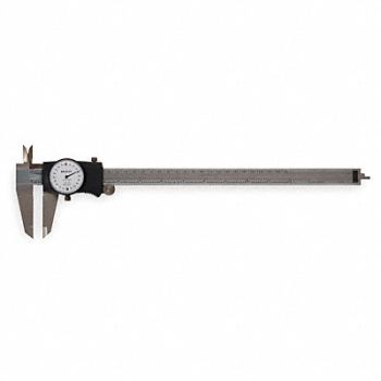 MITUTOYO Dial Caliper 12 In 0.200/Rev White Face, 1ZRR9