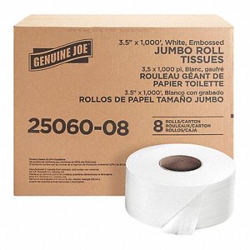 GENUINE JOE Jumbo Dispenser Roll Bath Tissue PK8, 203C11