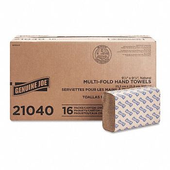 GENUINE JOE Multifold Natural Towels 1-Ply PK4000, 203P78