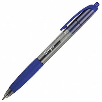 INTEGRA Rubber Grip Retractable Pens Blue PK12, 203W69