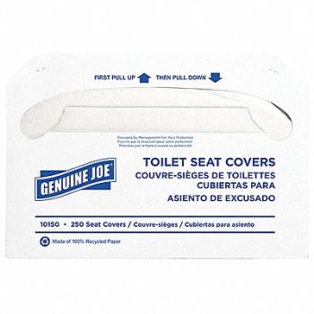GENUINE JOE Toilet Seat Covers Carton Wht PK2500, 204F64