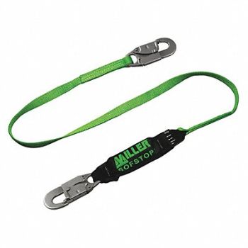 HONEYWELL MILLER Shock-Absorbing Lanyard Black/Green, 20A412