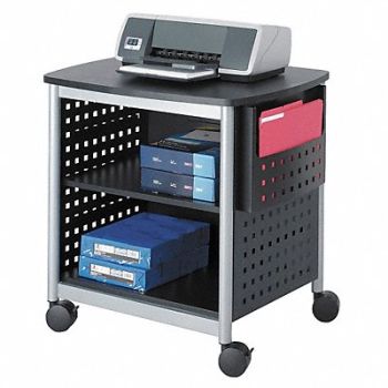 SAFCO Desk-Side Printer Stand Black/Silver, 619V98
