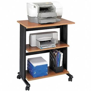 SAFCO Adj Printer Stand 3 Level Med Oak/Blk, 619U76