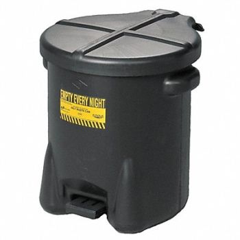 EAGLE Oily Waste Can 14 gal Polyethylene Black, 20GY42